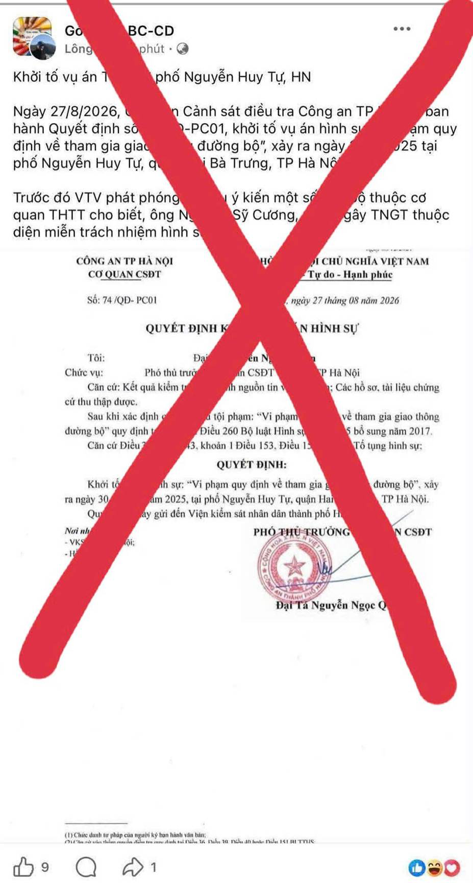 Khi một bài đăng Facebook trở thành bằng chứng: bài học từ vụ đăng văn bản giả ở Hà Nội