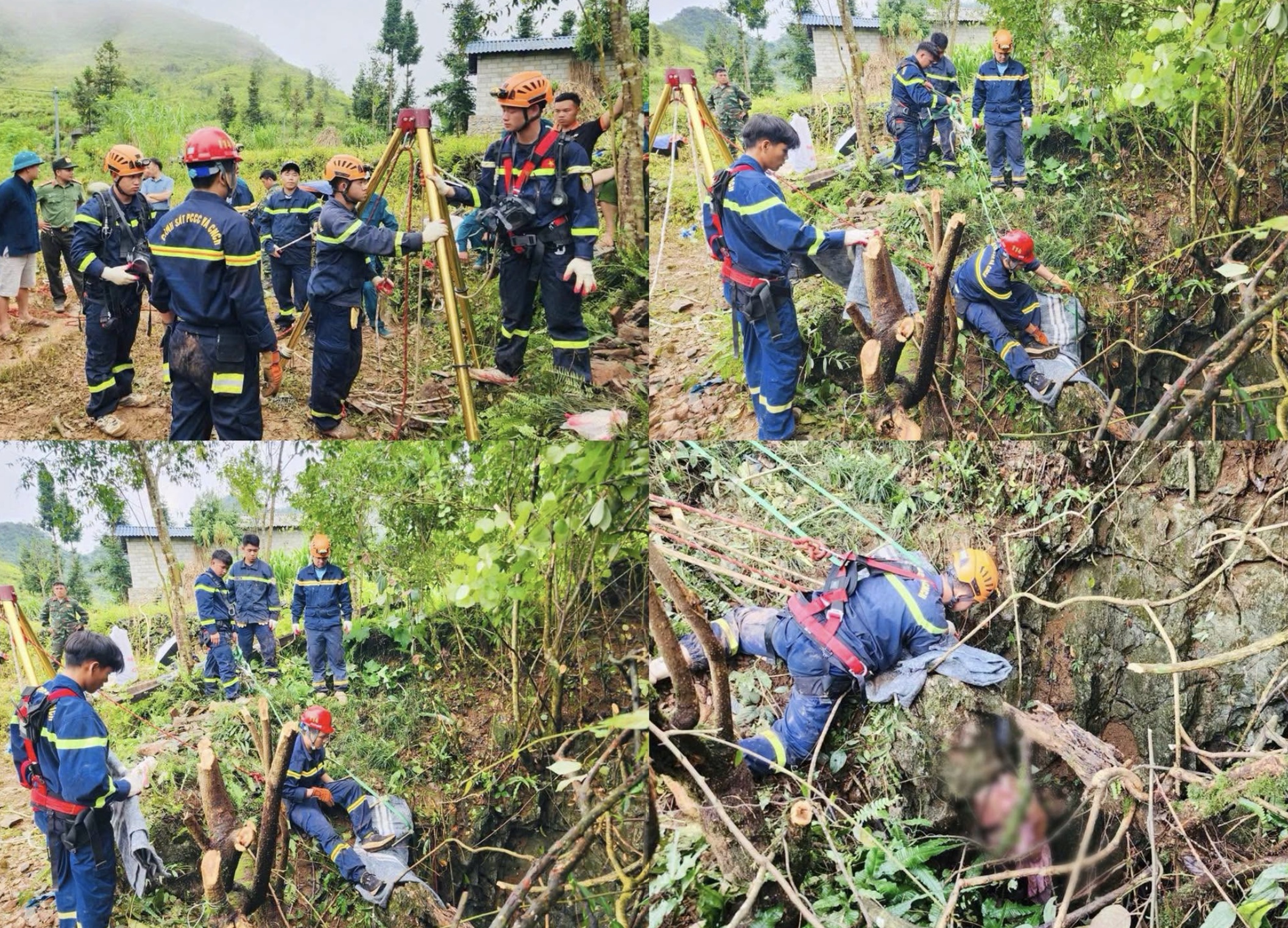 Thi thể nạn nhân được đưa lên từ độ sâu 40 mét tại Tuyên Quang